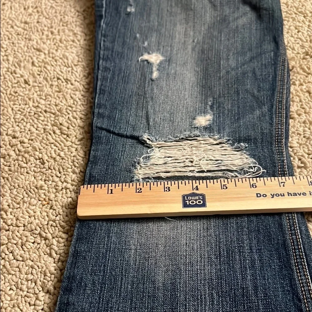 Abercrombie & Fitch Blue Straight Leg Jeans with Distressed Details 335